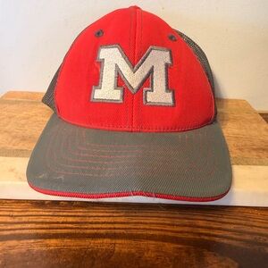 Red and Gray Baseball Cap with M Patch